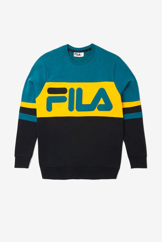 Fila Sweatshirt Freddie Mens Black/Blue - India BGM-870165